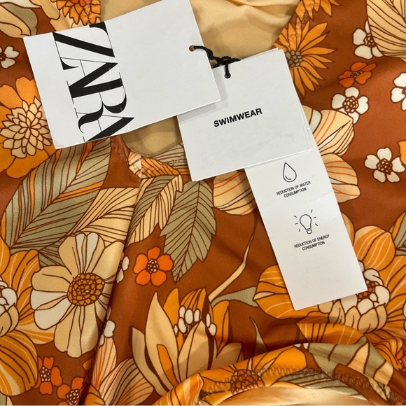 NEW ZARA MULTICOLOR FLORAL PRINTED SWIMSUIT BOHO FALL PRINT FLORAL Size S - Picture 8 of 8